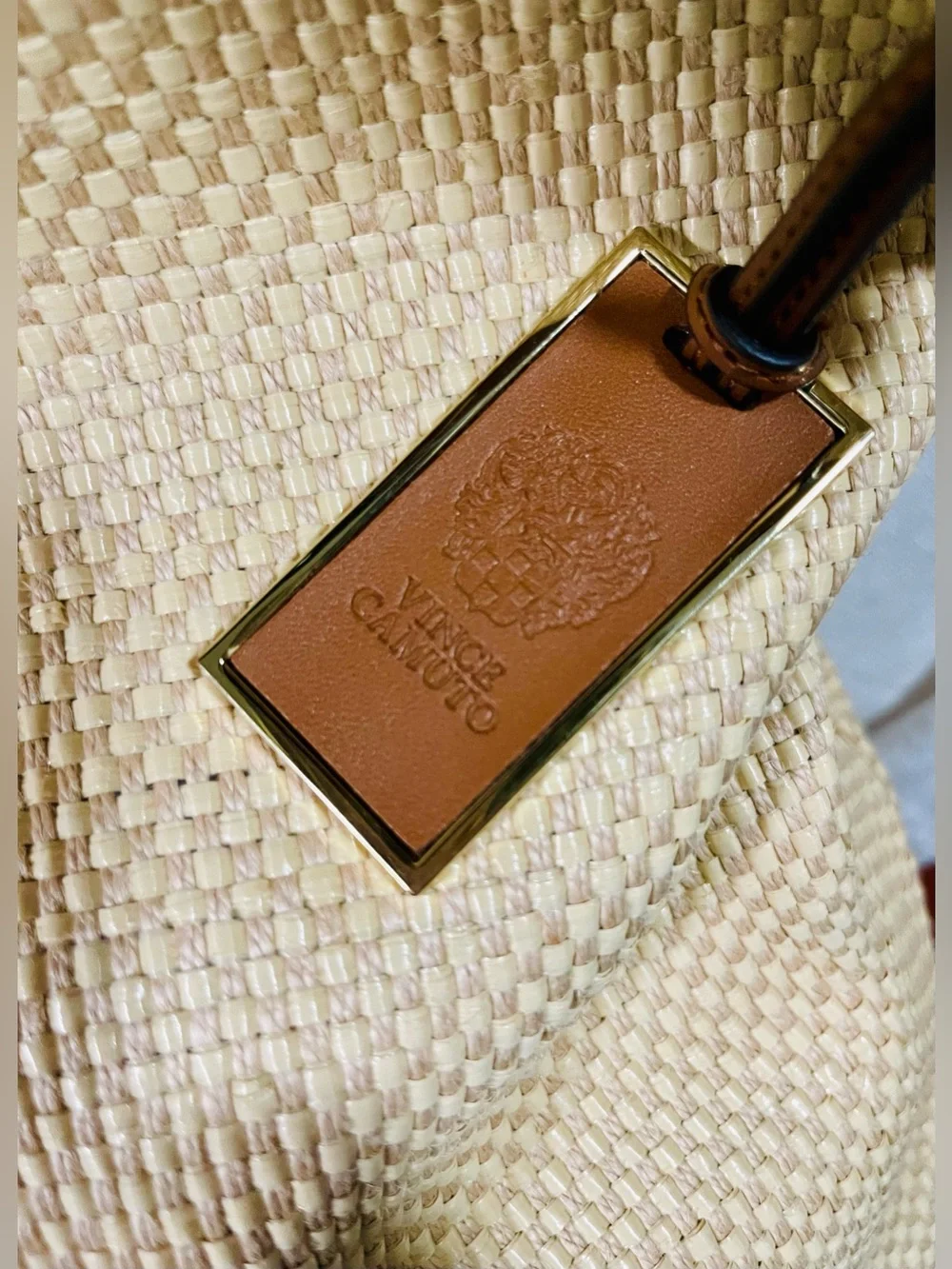 Vince Camuto Straw & Leather Hobo Bag